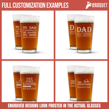 Personalized Dad Beer Glasses
